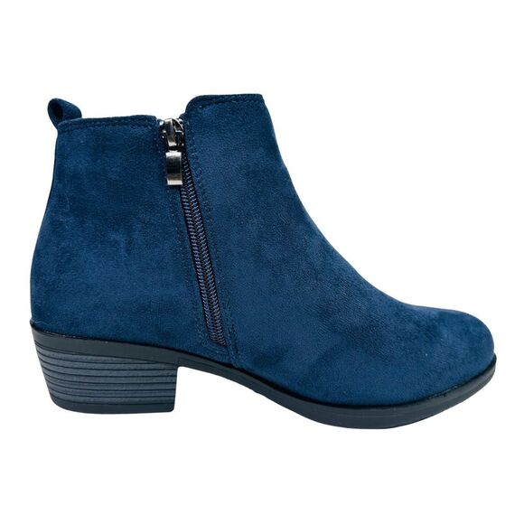 Shoe Land Ellaire Vegan Suede Ankle Booties - Navy - Size 6 - Picture 4 of 10